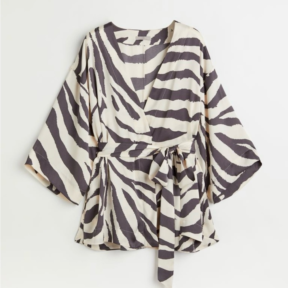 Patterned Wrap Front Blouse